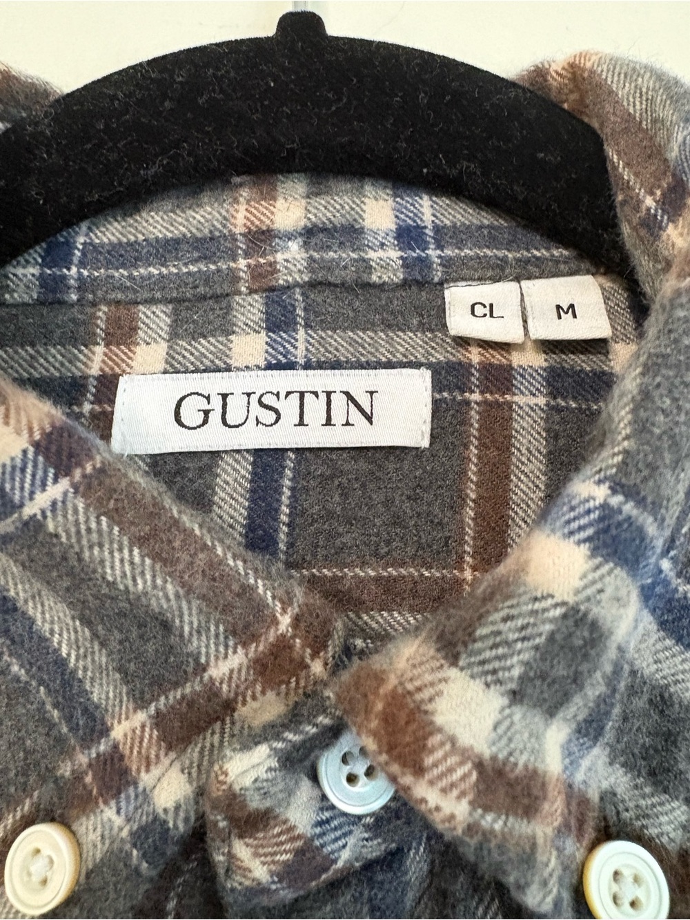 Gustin Classic Fit Plaid Flannel Shirt Gray Blue Brown Button Down Mens Sz M - Picture 2 of 7